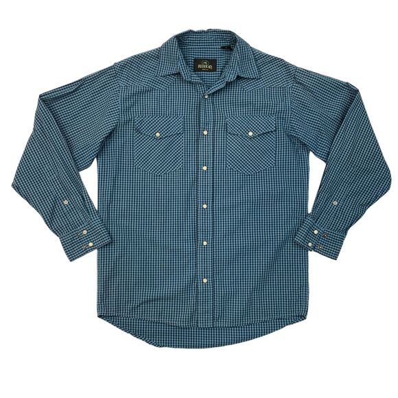 RedHead Western Shirt Mens S Small Navy Delett Snap Button Up Plaid Long Sleeve - Picture 1 of 14